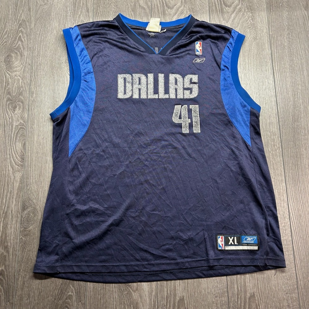 Reebok Dallas Mavericks Dirk Nowitzki 41 NBA Jersey Mens XL Navy Blue Mesh